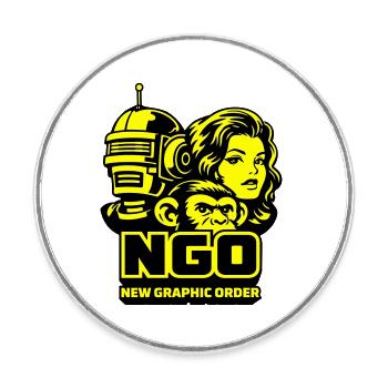 NGO Neon Pop Retro Portraits - Runder Kühlschrankmagnet - Weiß - Vorne
