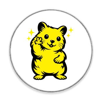 Hamster Cartoon - Runder Kühlschrankmagnet - Weiß - Vorne