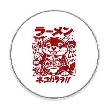 Loutre de Kawaii | Ramen | Soupe de nouilles | Restauration rapide - Magnet rond - blanc - Devant