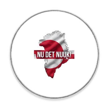 Greenland Map Flag Nuuk Capital Slogan Design - Round  fridge magnet - white - Front