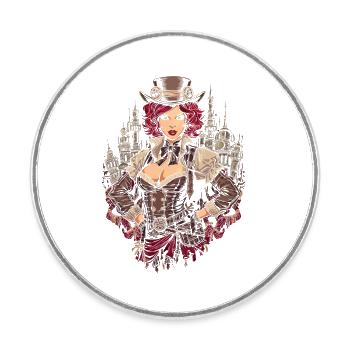 Femmes Steampunk Magnifiques Steampunk - Magnet rond - blanc - Devant