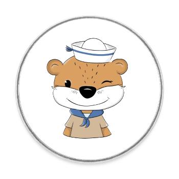 Sailor Otter - Round  fridge magnet - white - Front