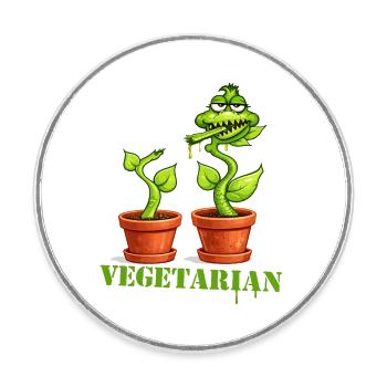 Vegetarian Carnivorous Plant Cartoon - Round  fridge magnet - white - Front