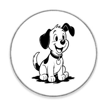 Ami chiot joyeux - Magnet rond - blanc - Devant