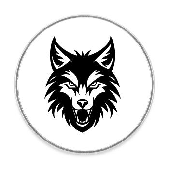 wolf - Round  fridge magnet - white - Front