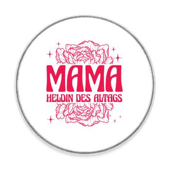 Maman héroïne du design floral rétro quotidien - Magnet rond - blanc - Devant