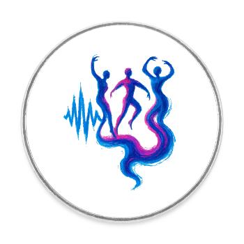 Soundwave Energy Flow Dance Design - Round  fridge magnet - white - Front