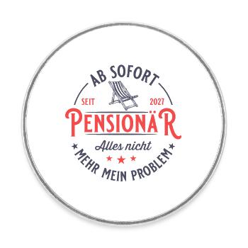 Âge de la retraite 2027 Retraite vintage sur chaise longue - Magnet rond - blanc - Devant
