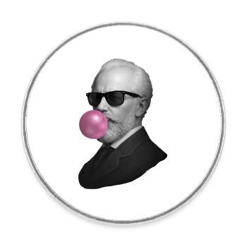 Rétro Gentleman avec du chewing-gum - Magnet rond - blanc - Devant