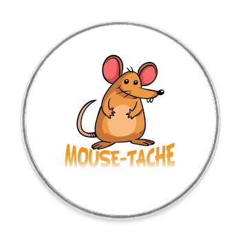 Mouse-Tache Funny Mouse Pun Cartoon Graphic - Runder Kühlschrankmagnet - Weiß - Vorne