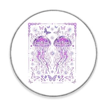 Y2K Jellyfish Aesthetic Ocean Graphic - Round  fridge magnet - white - Front