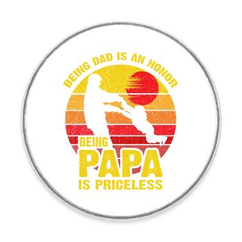 Papa Pride: Unbezahlbare Papa-Momente - Runder Kühlschrankmagnet - Weiß - Vorne