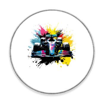 Racing Car Colorful Splash Art Race Driver - Round  fridge magnet - white - Front