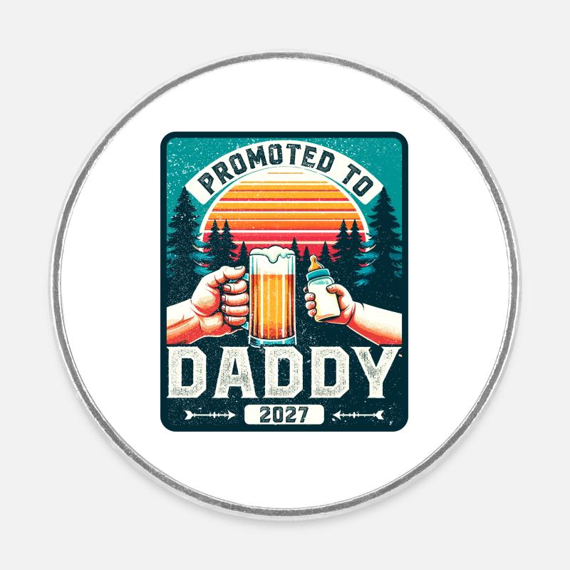 Father-to-be loading Future father 2027 - Round  fridge magnet - white