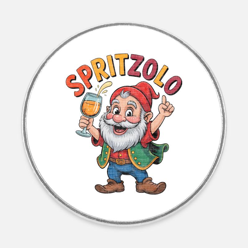Festive Gnomon Spritz - Round  fridge magnet - white