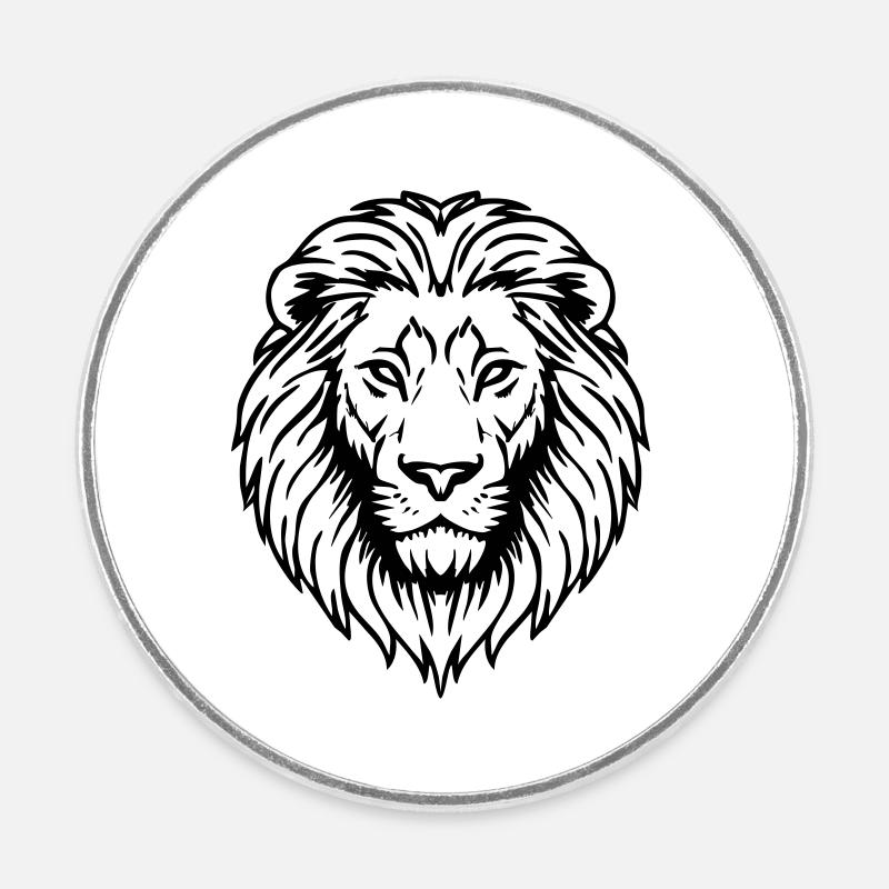 illustration de lion - Magnet rond - blanc