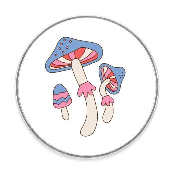 Design vintage de champignons psychédéliques rétro - Magnet rond - blanc - Devant