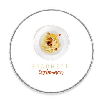 Design gourmet pâtes pâtes à la carbonara spaghetti - Magnet rond - blanc - Devant