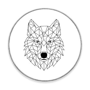 Polygone de loup - Magnet rond - blanc - Devant