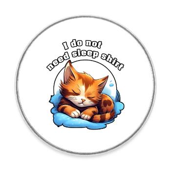 Schlaflose Katze auf Wolken Schlaf Shirt - Runder Kühlschrankmagnet - Weiß - Vorne