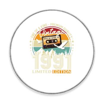 35th Birthday Gift Man Best of April 1991 - Round  fridge magnet - white - Front