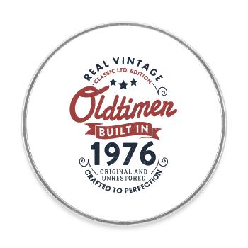 50e anniversaire de voiture classique vintage de 1976 - Magnet rond - blanc - Devant