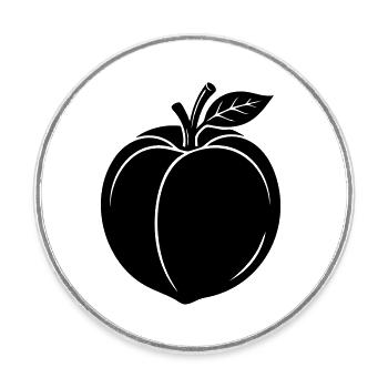 Silhouette du Fruit de la Pêche - Magnet rond - blanc - Devant