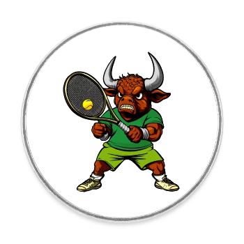 Joueur de tennis Taureau - Magnet rond - blanc - Devant