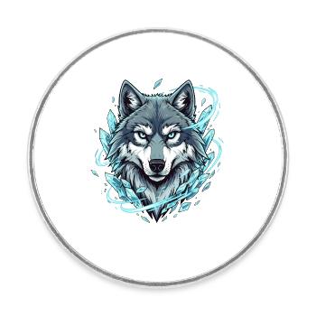Eiswolf im Kristallkreis - Round  fridge magnet - white - Front