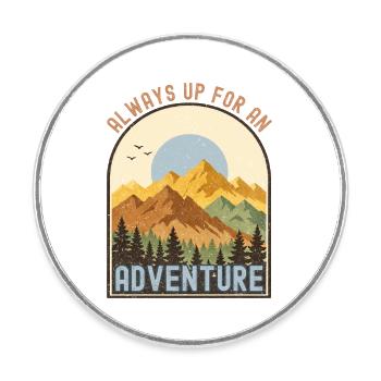 Camping Lagerfeuer Camper Outdoor Nature Berge - Runder Kühlschrankmagnet - Weiß - Vorne