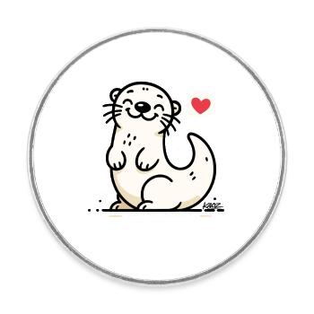 Heartlit Seal Charm - Round  fridge magnet - white - Front