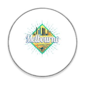 Melbourne Victoria Australia Skyline Souvenir - Round  fridge magnet - white - Front