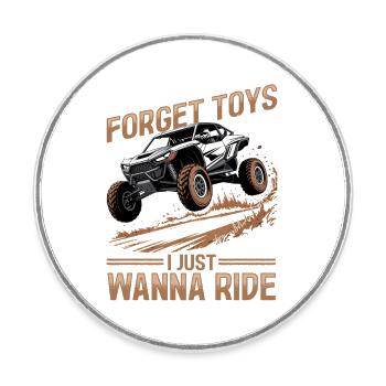 UTV Off Road Boy Men 4 Wheeler Side by side - Runder Kühlschrankmagnet - Weiß - Vorne