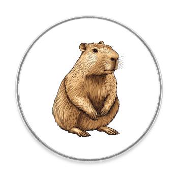 Capybara Portrait - Runder Kühlschrankmagnet - Weiß - Vorne
