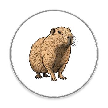 Naturtöne Capybara Illustration - Runder Kühlschrankmagnet - Weiß - Vorne
