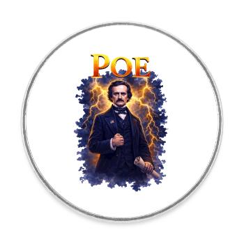 Portrait d’Edgar Allan Poe - Magnet rond - blanc - Devant
