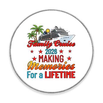 Family Cruise 2026 Vacation Trip Cruising - Round  fridge magnet - white - Front