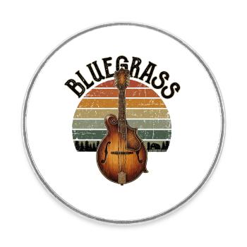 Retro Vintage Bluegrass Mandolin Bluegrass Music - Round  fridge magnet - white - Front