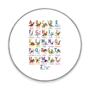 Colorful DinoAlphabet Print - Round  fridge magnet - white - Front