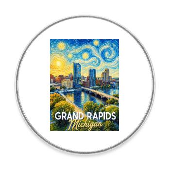 Nuit étoilée à Grand Rapids, Michigan - Magnet rond - blanc - Devant