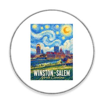 Winston-Salem, North Carolina - Round  fridge magnet - white - Front