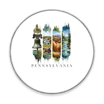 Voyage en Pennsylvanie – Liberty Bell & Autumn Spirit - Magnet rond - blanc - Devant
