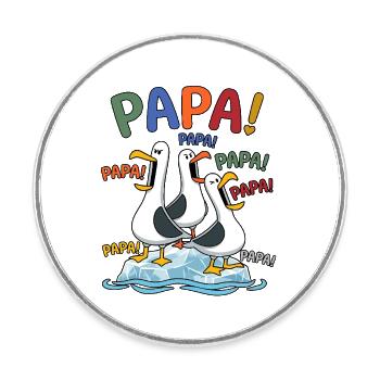 Lustige Papa Möwen auf Eisscholle - Comic Design - Runder Kühlschrankmagnet - Weiß - Vorne