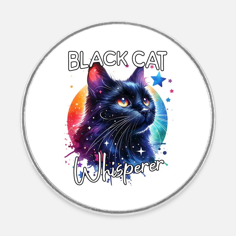 Black Cat Whisperer - Round  fridge magnet - white