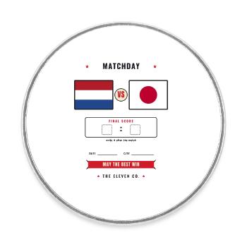 Netherlands vs Japan Football Score Card - Magnet rond - blanc - Devant