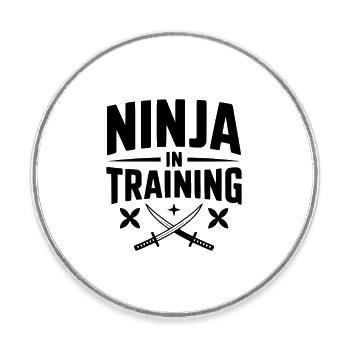 Ninja en formation - Magnet rond - blanc - Devant