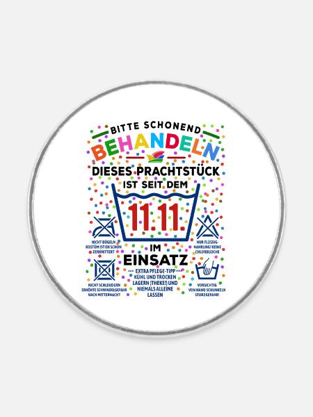 11.11. Schonend behandeln | Karneval Konfetti - Runder Kühlschrankmagnet - Weiß