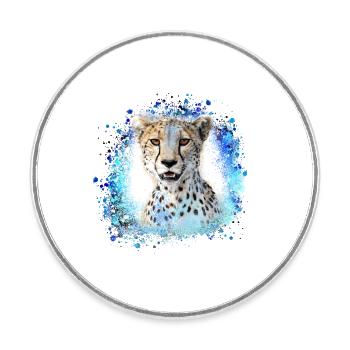 léopard, chat, chat sauvage, graffiti, peinture, bleu - Magnet rond - blanc - Devant