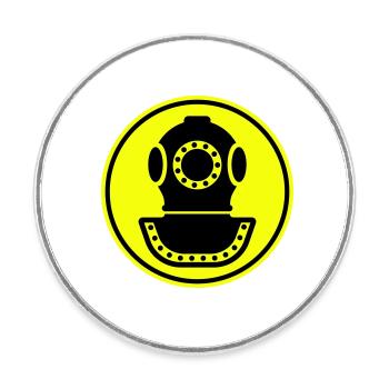 apnea diving helmet - Round  fridge magnet - white - Front