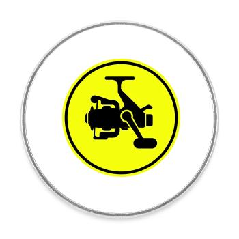 Fishing reel symbol icon - Round  fridge magnet - white - Front